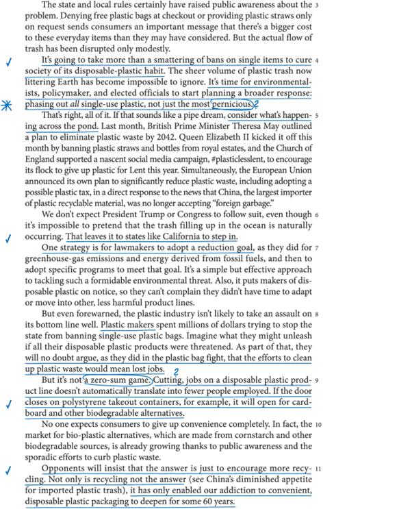 The continuation of the essay, with annotations in parenthesis, from the previous page. 