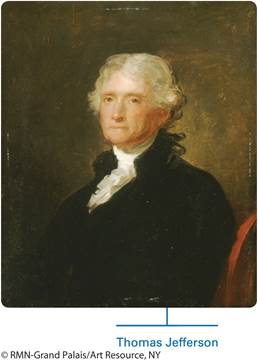 A portrait of Thomas Jefferson. A margin note reads, TK.