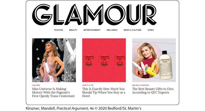 A screenshot of the home page of Glamour.