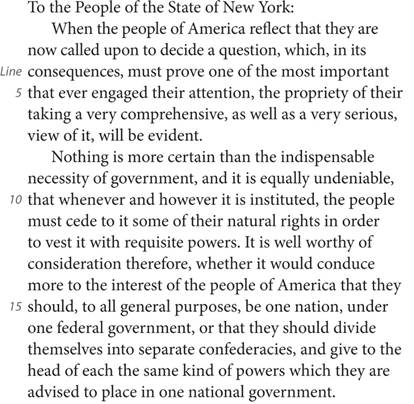 To the People of the State of New York: When the people of America reflect that they are now called upon to decide a question, which, in its consequences, must prove one of the most important that ever engaged their attention, the propriety of their taking a very comprehensive, as well as a very serious, view of it, will be evident. Nothing is more certain than the indispensable necessity of government, and it is equally undeniable, that whenever and however it is instituted, the people must cede to it some of their natural rights in order to vest it with requisite powers. It is well worthy of consideration therefore, whether it would conduce more to the interest of the people of America that they should, to all general purposes, be one nation, under one federal government, or that they should divide themselves into separate confederacies, and give to the head of each the same kind of powers which they are advised to place in one national government.